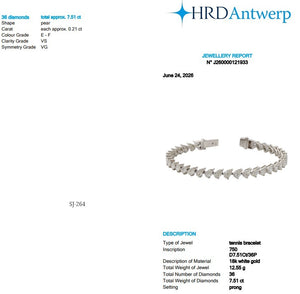 Pear Shape 0.21 up EF VS - 18K White Gold Tennis Bracelet