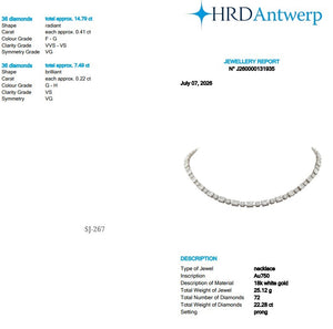 Radiant Shape 0.41 up & Round Shape 0.22 up FG VVS-VS - 18K White Gold Tennis Necklace