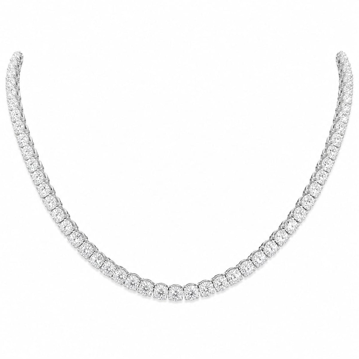 Round Shape 0.41 up EF VS - 18K White Gold Tennis Necklace