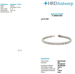 Round Shape 0.32 up FG VVS-VS - 18k White Gold Tennis Bracelet