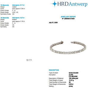 Radiant Shape 0.34 up & Round Shape 0.18 up FG VVS-VS - 18K White Gold Tennis Bracelet