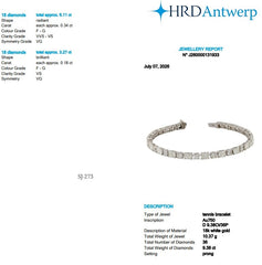 Radiant Shape 0.34 up & Round Shape 0.18 up FG VVS-VS - 18K White Gold Tennis Bracelet