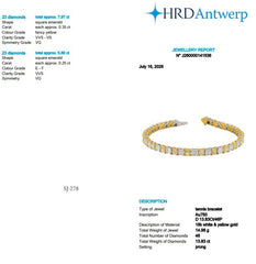 Asscher Shape 0.35 & 0.25 up Fancy Yellow VVS-VS - 18K White & Yellow Gold Tennis Bracelet
