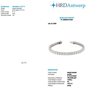 Asscher Shape 0.31 up EF VVS - 18K White Gold Tennis Bracelet