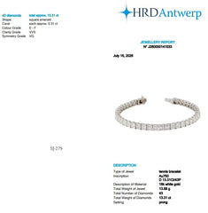 Asscher Shape 0.31 up EF VVS - 18K White Gold Tennis Bracelet