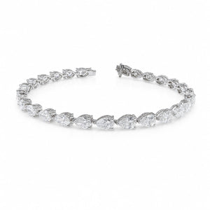 Pear Shape 0.31 up EF VVS-VS - 18K White Gold Tennis Bracelet