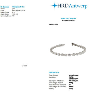 Pear Shape 0.31 up EF VVS-VS - 18K White Gold Tennis Bracelet