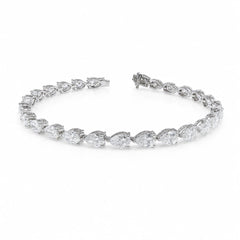 Pear Shape 0.31 up EF VVS-VS - 18K White Gold Tennis Bracelet
