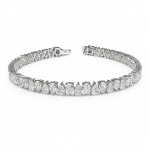 Pear Shape 0.31 up EF VVS-VS - 18K White Gold Tennis Bracelet