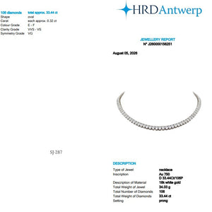 Oval Shape 0.32 up EF VVS-VS - 18K White Gold Tennis Necklace