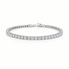 Round Shape 0.08 up EF VVS - 18k White Gold Tennis Bracelet