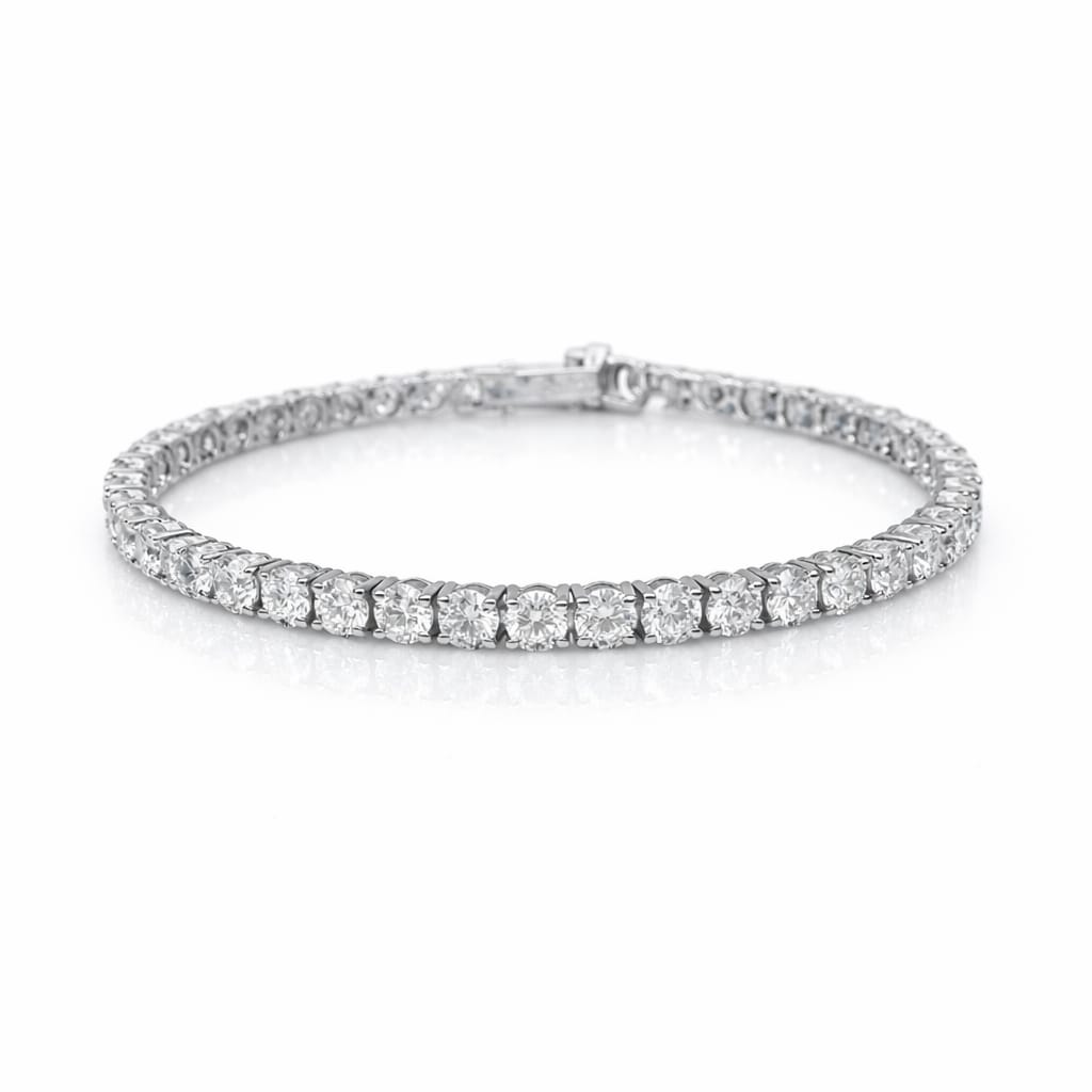 Round Shape 0.19 up GH VS - 18k White Gold Tennis Bracelet