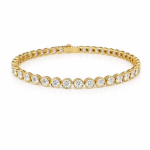 Round Shape 0.20 up FG VVS-VS - 18k Yellow Gold Bezel Tennis Bracelet