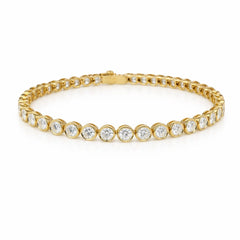 Round Shape 0.20 up FG VVS-VS - 18k Yellow Gold Bezel Tennis Bracelet