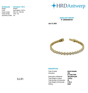 Round Shape 0.20 up FG VVS-VS - 18k Yellow Gold Bezel Tennis Bracelet