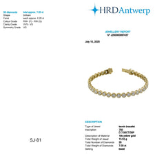 Round Shape 0.20 up FG VVS-VS - 18k Yellow Gold Bezel Tennis Bracelet