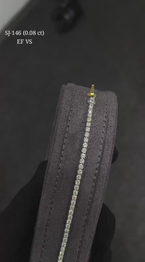 Round Shape 0.08 up EF VS - 18k White Gold Tennis Bracelet