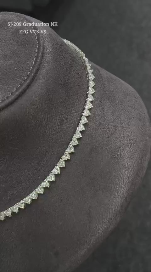 Heart Shape EFG VVS-VS - 18K White Gold Tennis Graduation Necklace