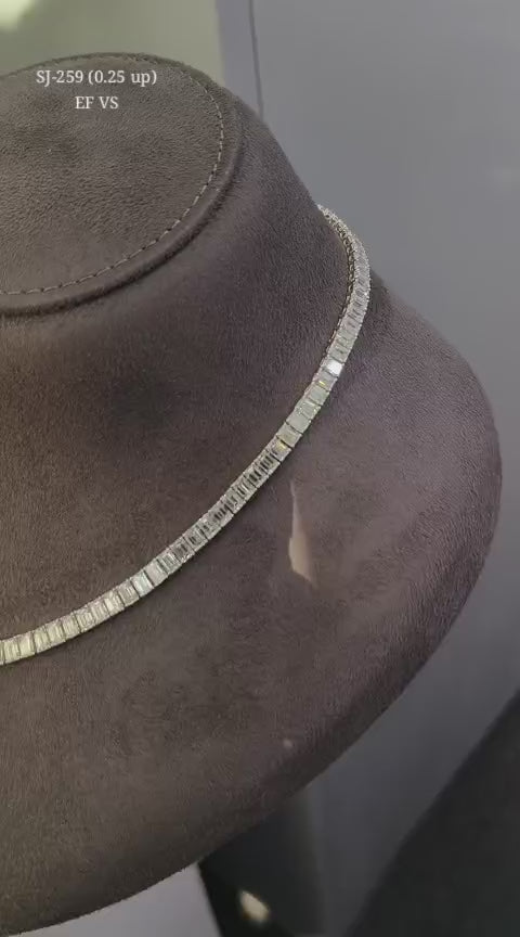 Emerald Shape 0.25 up EF VS - 18K White Gold Tennis Necklace