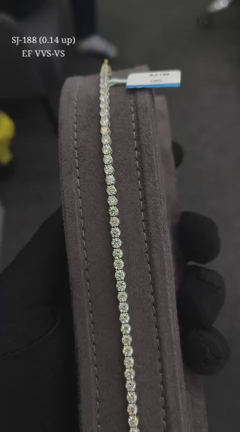 Round Shape 0.14 up EF VVS-VS - 18k White Gold Tennis Bracelet