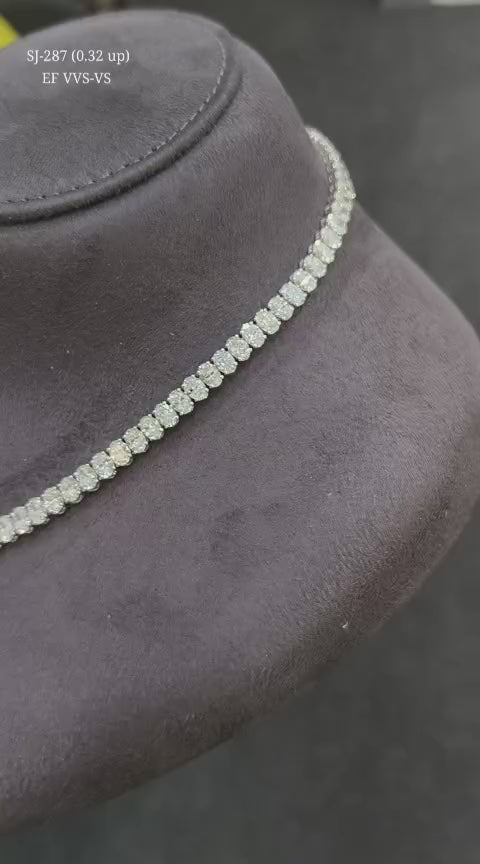 Oval Shape 0.32 up EF VVS-VS - 18K White Gold Tennis Necklace
