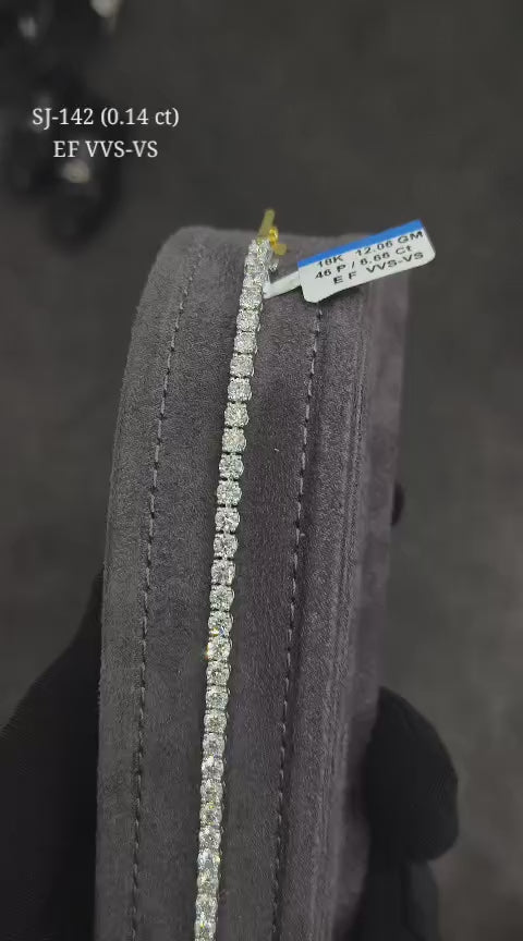 Round Shape 0.14 up EF VVS-VS - 18k White Gold Tennis Bracelet