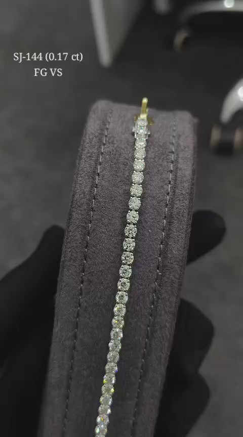 Round Shape 0.17 up FG VS - 18k White Gold Tennis Bracelet