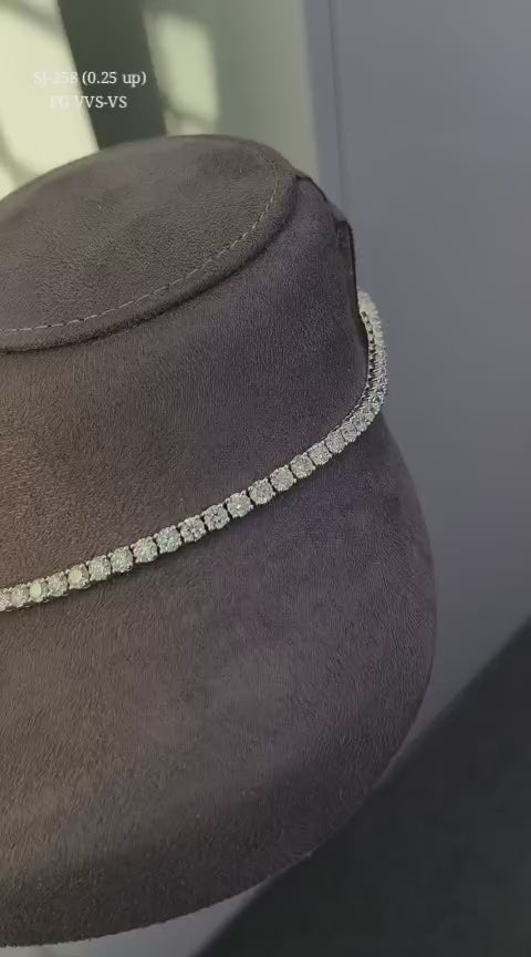 Round Shape 0.25 up FG VVS-VS - 18K White Gold Tennis Necklace