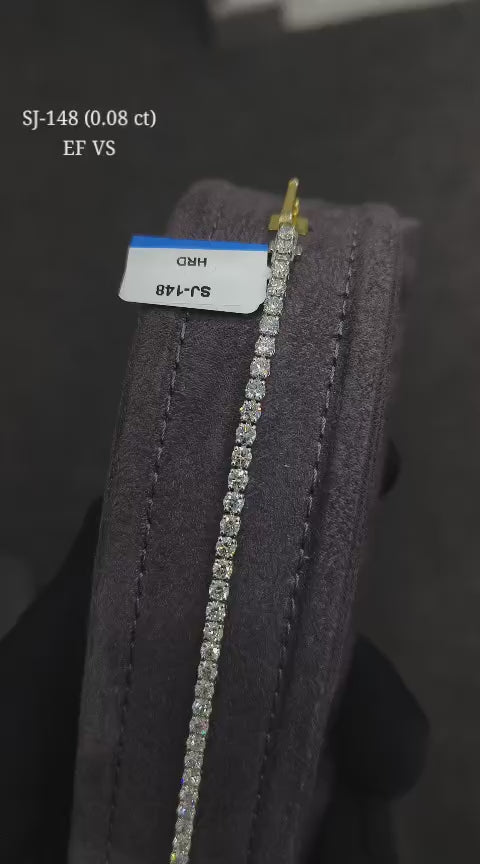 Round Shape 0.08 up EF VS - 18k White Gold Tennis Bracelet