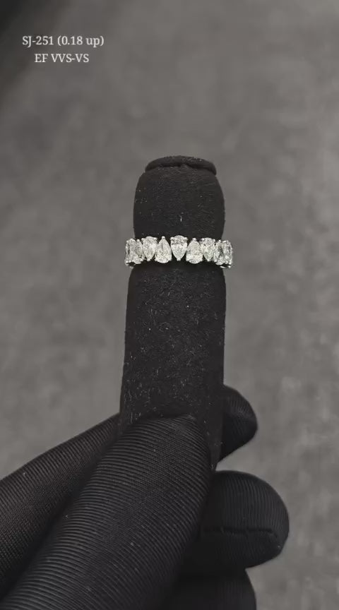 Pear Shape 0.18 up EF VVS-VS - 18K White Gold Eternity Ring