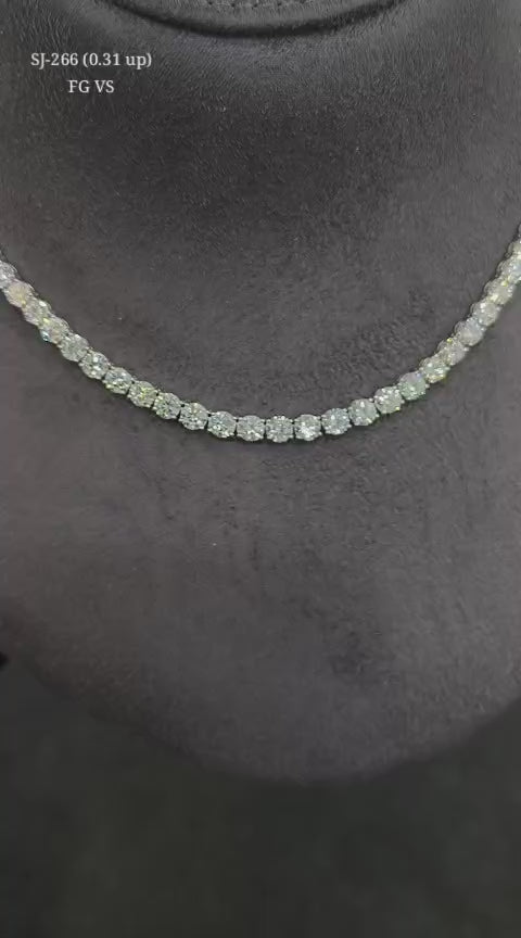 Round Shape 0.31 up FG VS - 18K White Gold Tennis Necklace