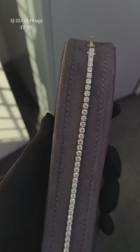 Round Shape 0.19 up EF VS - 18k White Gold Tennis Bracelet