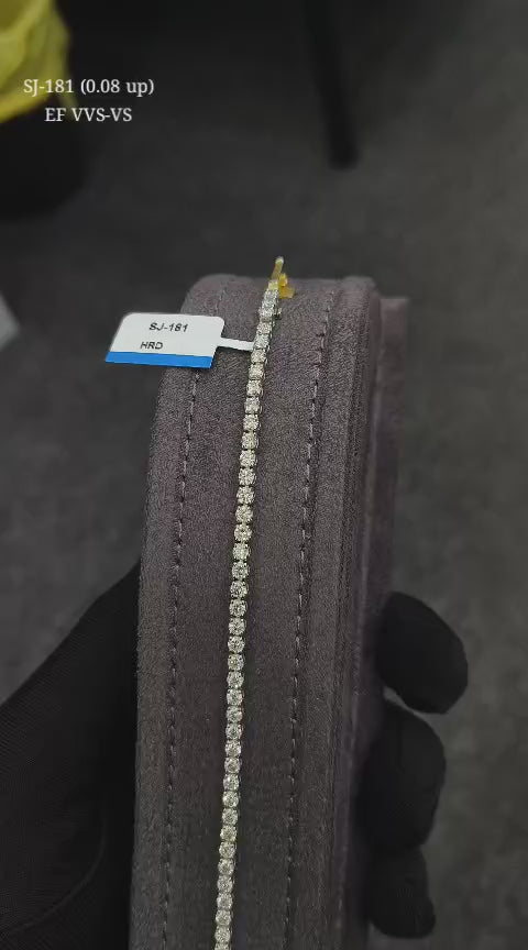 Round Shape 0.08 up EF VVS-VS - 18k White Gold Tennis Bracelet