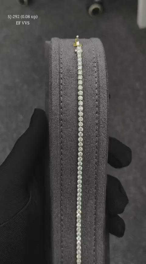 Round Shape 0.08 up EF VVS - 18k White Gold Tennis Bracelet