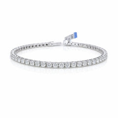 Round Shape 0.08 up EF VVS-VS - 18k White Gold Tennis Bracelet
