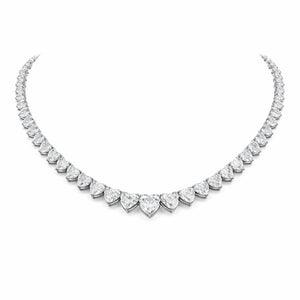 Heart Shape EFG VVS-VS - 18K White Gold Tennis Graduation Necklace