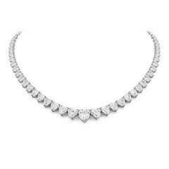 Heart Shape EFG VVS-VS - 18K White Gold Tennis Graduation Necklace