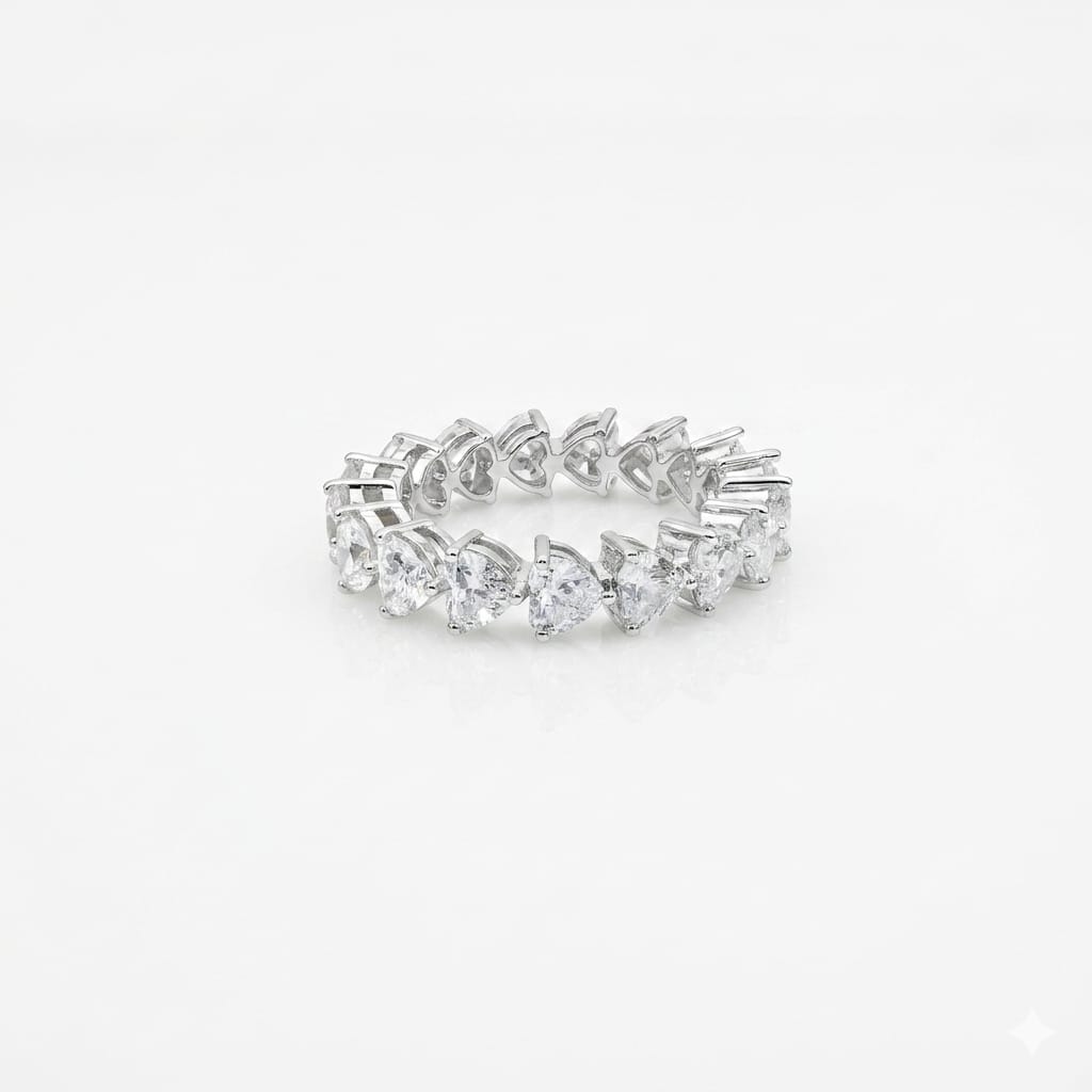 Heart Shape 0.19 up EF VVS-VS - 18K White Gold Eternity Ring